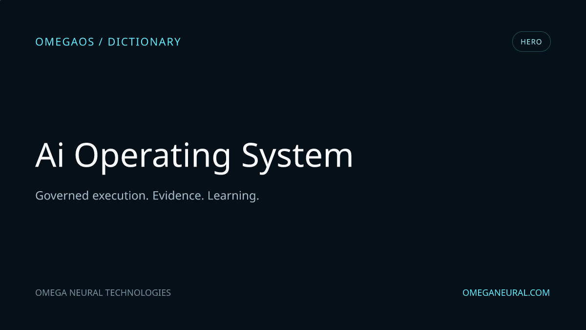 Branded OmegaOS editorial graphic for AI Operating System, used while the reviewed hero visual is prepared.