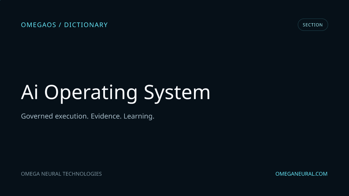 Branded OmegaOS editorial graphic for AI Operating System, used while the reviewed section visual is prepared.