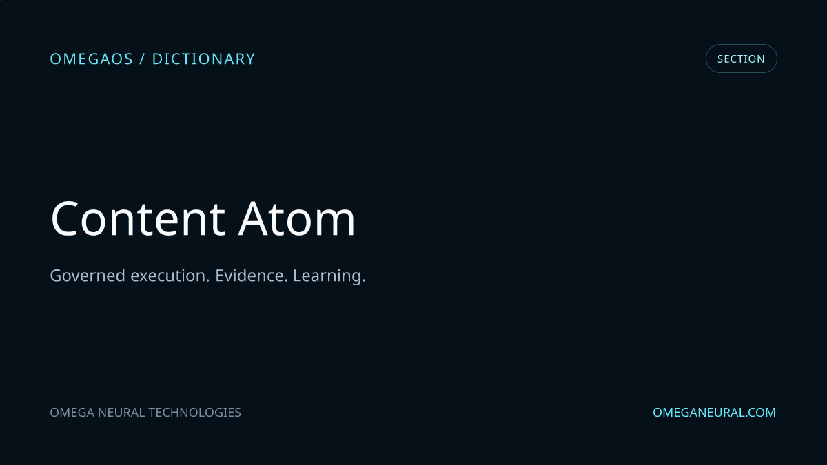 Content Atom - OmegaOS section visual Branded OmegaOS editorial graphic for Content Atom, used while the reviewed section visual is prepared.